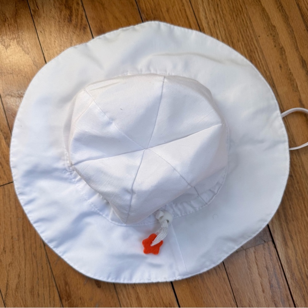 Baby UV Protection White Sun Hat with Orange Toggle Accent